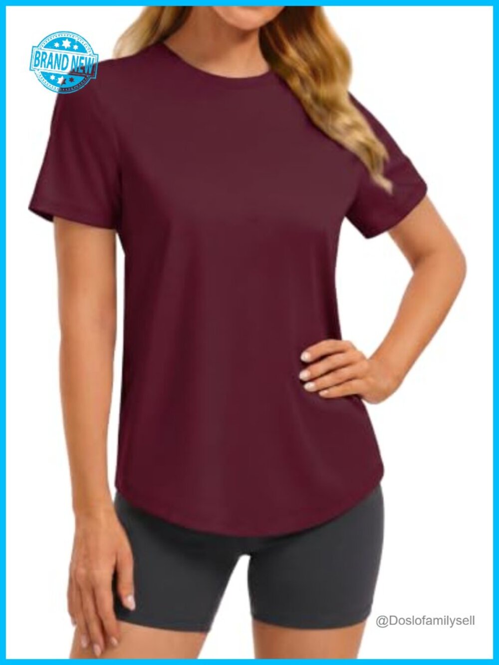 Women's Short Sleeve Workout Tee, Crewneck, UV Protection, Curved Hem